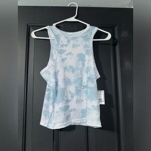 Blue and white tank